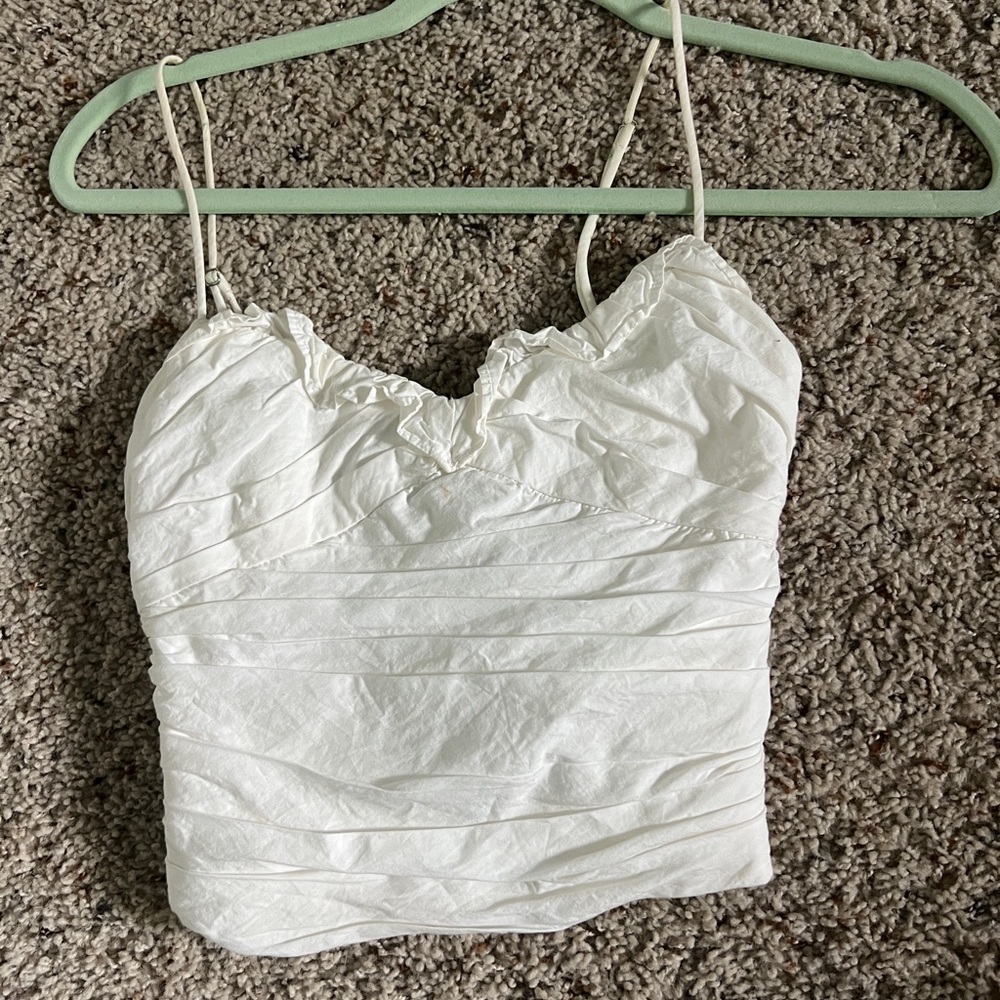 Zara White Ruched Women's Top